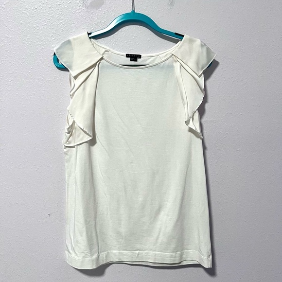 Theory Ruffled Sleeveless cream Blouse Large - Picture 1 of 8